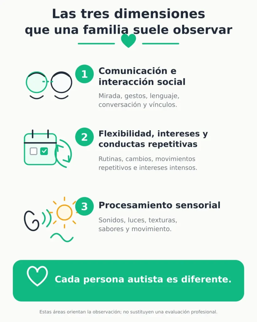 Áreas principales en las que puede manifestarse el autismo