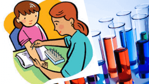 Espectro autista: disenho de criança e amostras de sangue