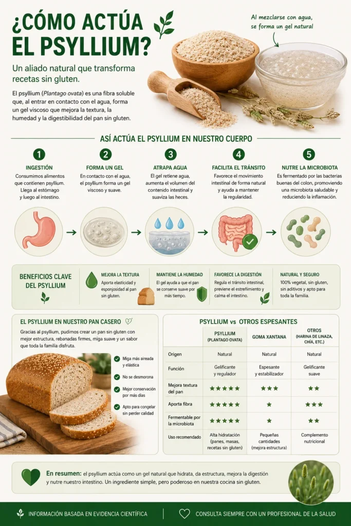 Como actua el psyllium en el pan sin gluten