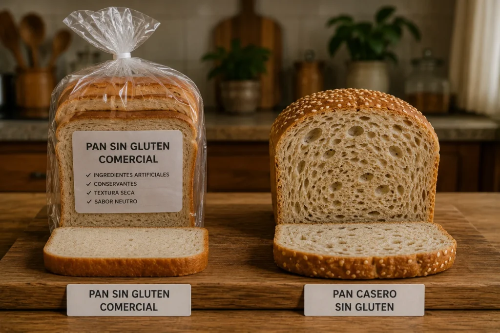 Interior de un pan sin gluten con textura esponjosa