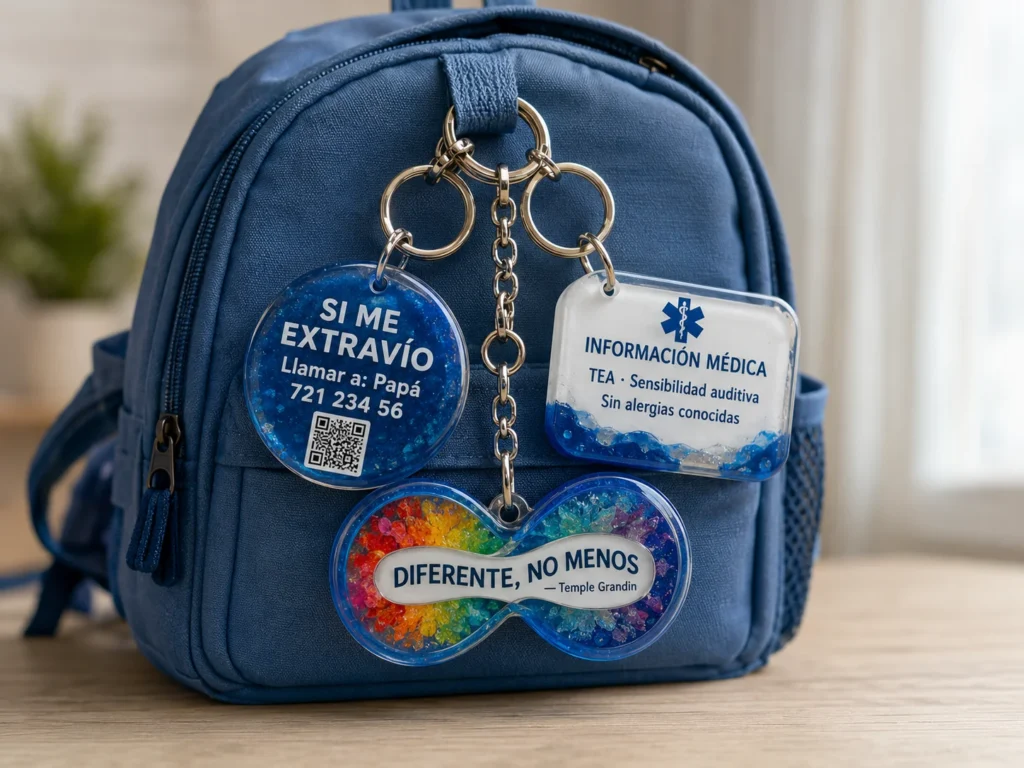 Identificativos para tea echos en llaveros de resina epóxica